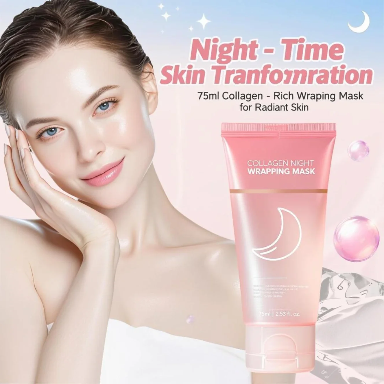 Sleeping Pack Overnight - Kollagen-Nachtwickelmaske 75 ml – Nachtreparatur-Schlafpackung zur