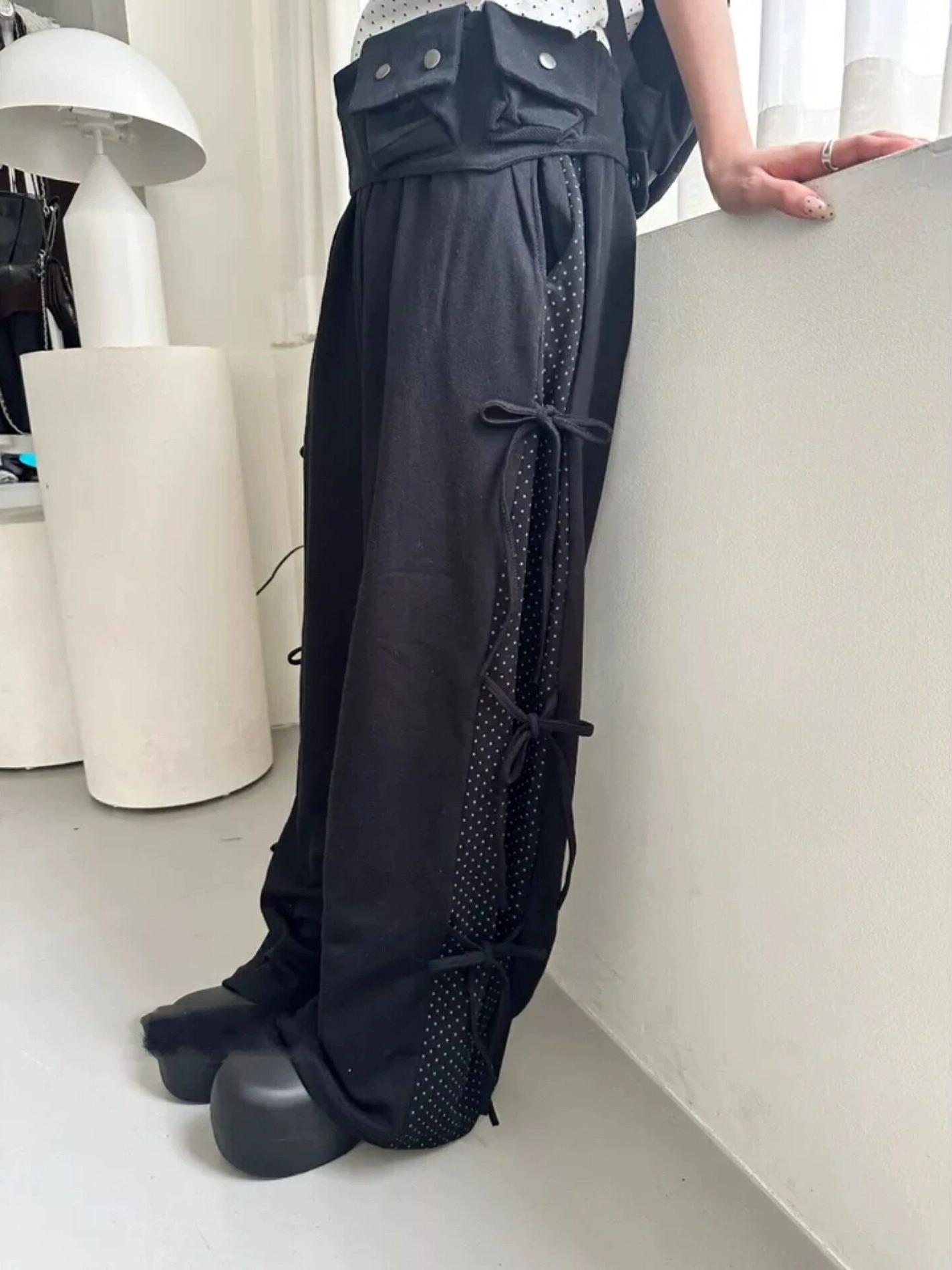 Korean Pants Lifestyle - Herbst Winter Polka Dot Splice Color