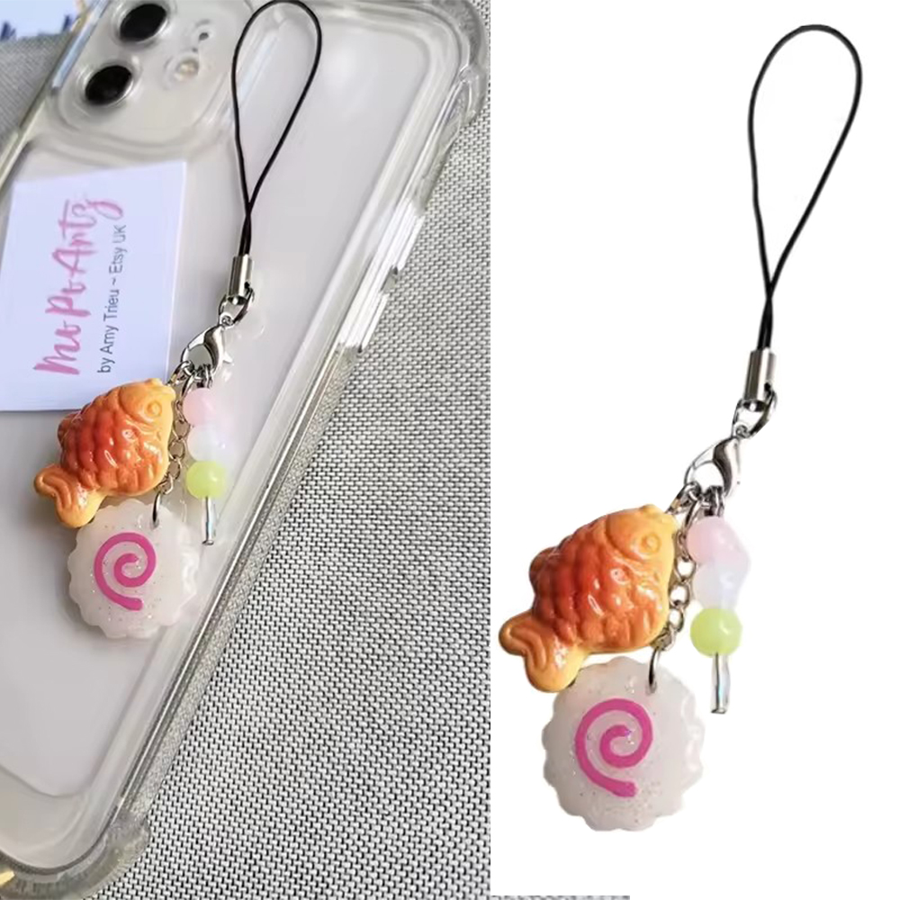 Tteokbokki Rice Cake - Süßes Acryl rosa Tintenfisch Roll Telefon