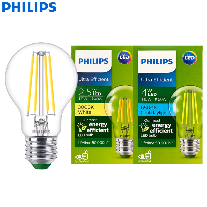 Philips Bulb Led Classic - Philips Ultra-Effiziente LED-Glühlampe, klar, A60, E27,