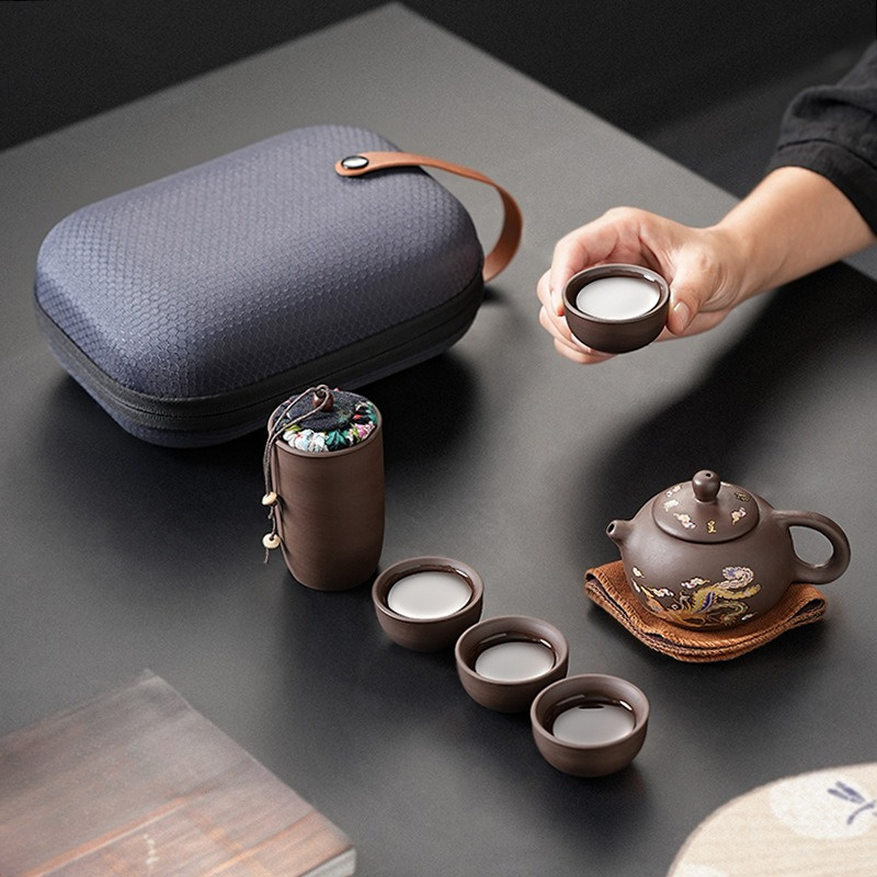 Reise-Teeset aus Lila Ton mit  – Korean Tea Set Bewertung und Preis