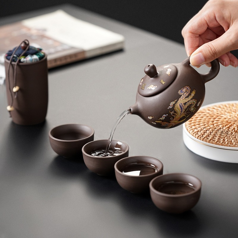 Reise-Teeset aus Lila Ton mit  – Korean Tea Set Bewertung und Preis