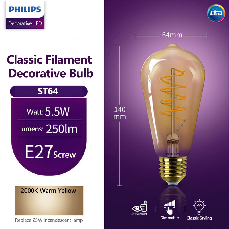 Philips LED ST64 E27 Dekorativ – Philips Bulb Led Classic Bewertung und Preis